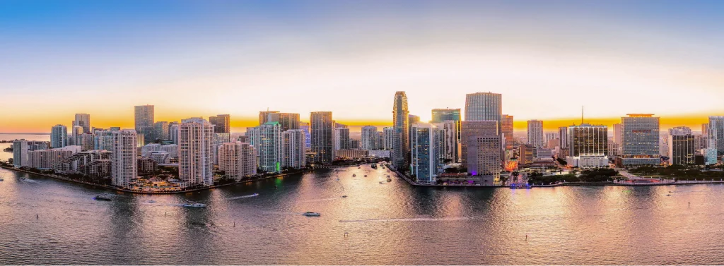 Miami skyline at sunset